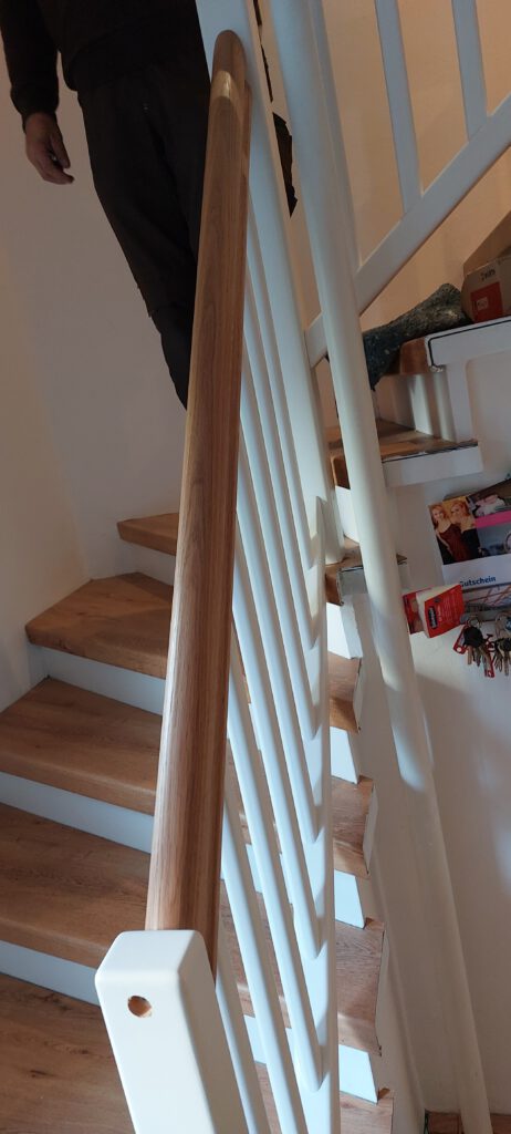 Treppenstufen und setzstufen erneuert sowie einen Handlauf 